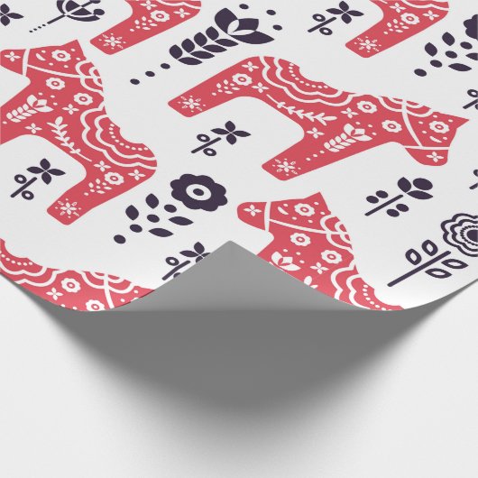 フォークスウェーデン馬フローラの継ぎ目のない模様。  ラッピングペーパー (角)