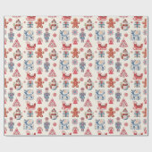 フォークスカンディクリスマスレトロヴィンテージ ラッピングペーパー (フラット)