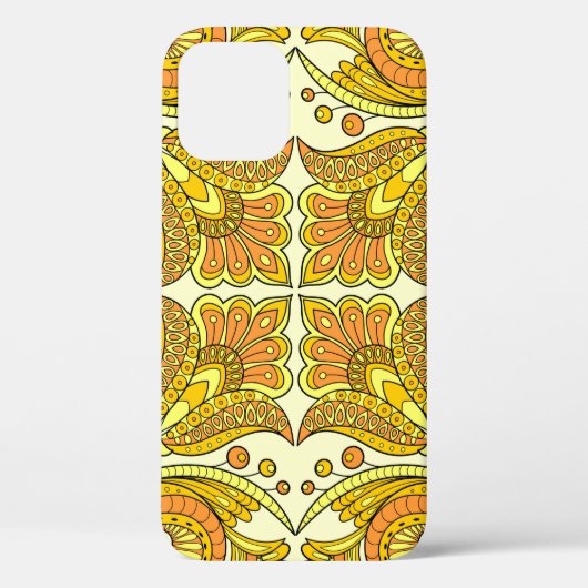 フォークスタイルフローラデザイン(黄) Case-Mate iPhoneケース (裏面)