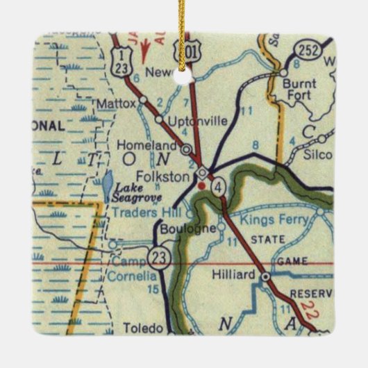 フォークストンジョージアヴィンテージの地図 セラミックオーナメント (裏面)