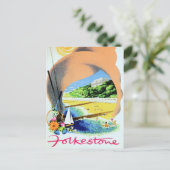 フォークストー広告ンヴィンテージの鉄道ポスター ポストカード (スタンド正面)