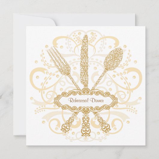 フォークスプーンナイフリハーサルディナー招待状 招待状 (正面)