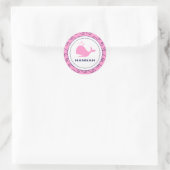 フォークスレターピンク&ウェーブネイビー招待状 ラウンドシール (バッグ)