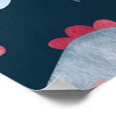 フォークチキン：水色シームレスパターン。 ポスター (角)