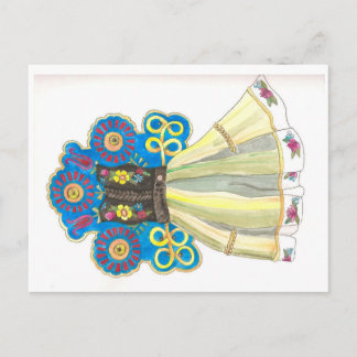 フォークドレ伝統的スポーランド衣装水彩 ポストカード