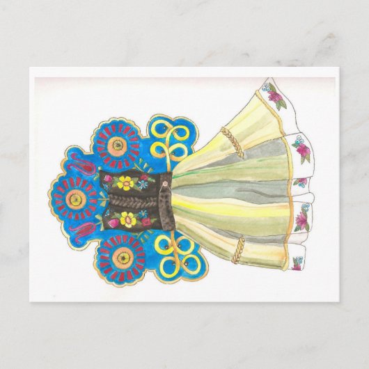 フォークドレ伝統的スポーランド衣装水彩 ポストカード (正面)