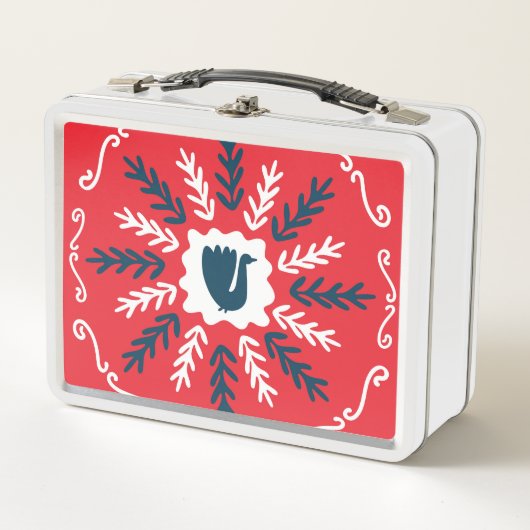 フォークドールアートクリスマスタイル メタルランチボックス (正面)