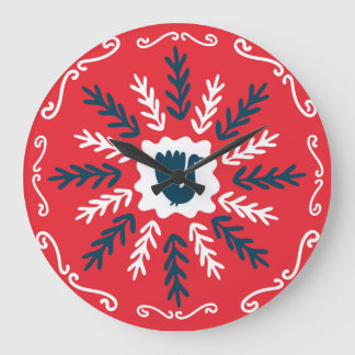 フォークドールアートクリスマスタイル ラージ壁時計