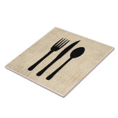 フォークナイフアンドスプーン銀器アートスクリプトスタイル タイル (側面)