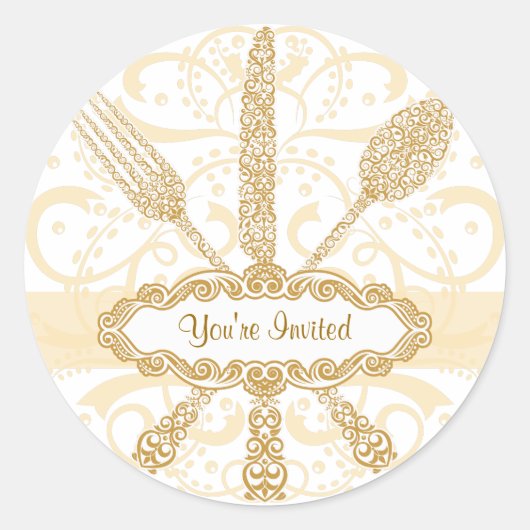 フォークナイフスプーンステッカー ラウンドシール (正面)