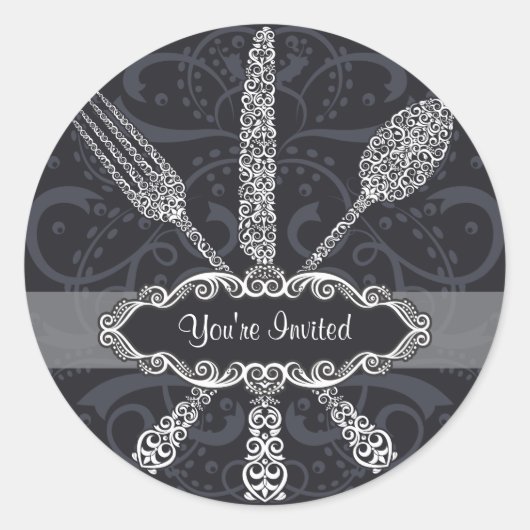 フォークナイフスプーンステッカー ラウンドシール (正面)