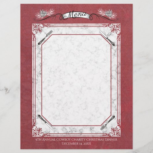 フォークナイフパインクリスマスホリデーメニューのレターヘッド (正面)