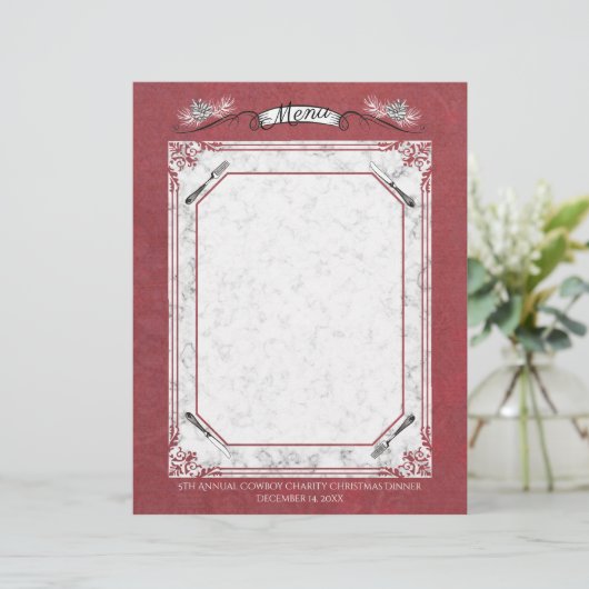 フォークナイフパインクリスマスホリデーメニューのレターヘッド (スタンド正面)