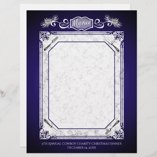 フォークナイフパインクリスマスホリデーメニューのレターヘッド (正面/裏面)