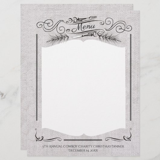 フォークナイフファンシークリスマスの休日メニューのレターヘッド (正面/裏面)