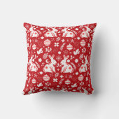 フォークネイビーレッドクリスマスツリーバニーフローラ クッション (裏面)