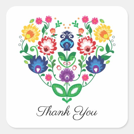 フォークハートカスタム文字 スクエアシール (正面)