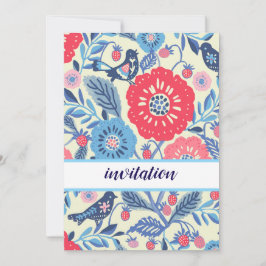 フォークバード＆ストロベリーデザイン 招待状