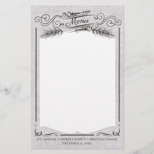 フォークパインツリークリスマスホリデーメニュー文房具 便箋 (正面)