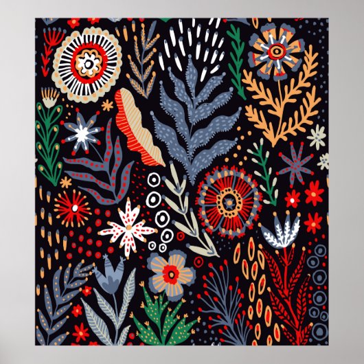 フォークパターン、明るいシームレス繊維デザイン ポスター (正面)