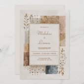 フォークパッチワ素朴ー結婚ズ 招待状 (正面/裏面)