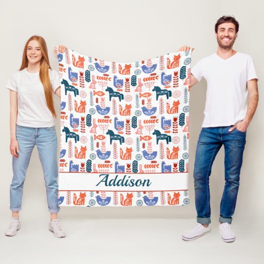 フォークパーソナライズされたアートウッドランド動物 フリースブランケット (インサイチュ)
