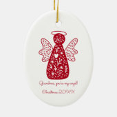 フォークパーソナライズされたアートレッドエンジェルスカンジナビア セラミックオーナメント (裏面)