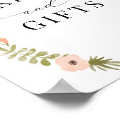 フォークピンクフローラリースカードとギフトサイン ポスター (角)