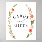 フォークピンクフローラリースカードとギフトサイン ポスター (正面)