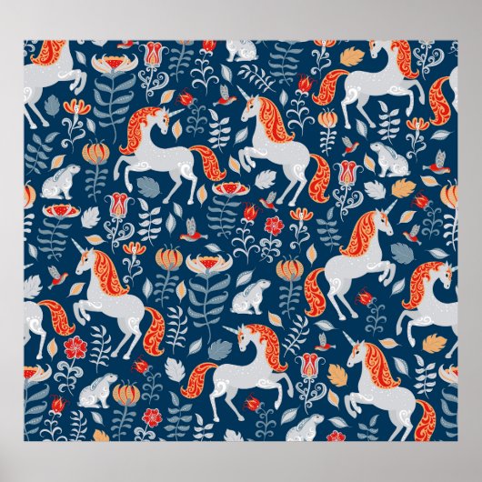 フォークファンタジー:ユニコーン、ウサギ、鳥 ポスター (正面)