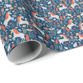 フォークファンタジー：ユニコーン、ウサギ、鳥 ラッピングペーパー (ロールコーナー)