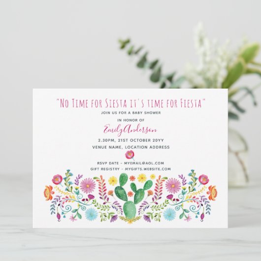 フォークフィエスタベビーシャワー招待状ウォーターカラーサッティ 招待状 (スタンド正面)