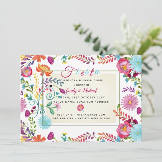 フォークフィエスタリハーサルディナー招待状ウォーターカラー 招待状 (スタンド正面)