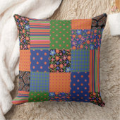 フォークフェイクアートパッチワーク、フローラ、ポルカ、チェック クッション (ブランケット)