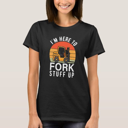 フォークフォークリフトの物を開ける Tシャツ (正面)