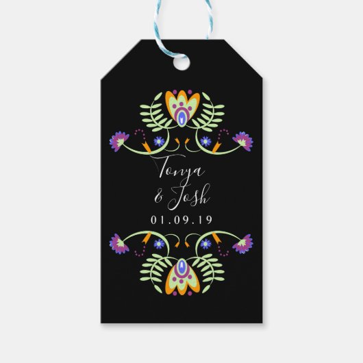 フォークフローラウエディングフラワー |メキシコはっきりした色 ギフトタグ (正面)