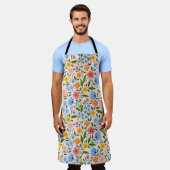 フォークフローラカラフル：小パターン エプロン (着用した状態)