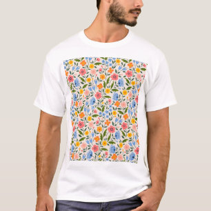 フォークフローラカラフル:小パターン Tシャツ
