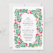 フォークフローラフレーム結婚式招待状 招待状 (正面)
