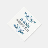 フォークフローラブルーグレーベビーシャワーデコール スタンダードカクテルナプキン (角)