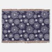 フォークフローラブルーIIパターン スローブランケット (正面)