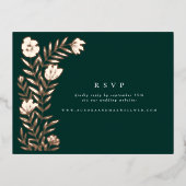 フォークフローラボタニカルフレームオンラインrsvp encl.カード 箔シーズンポストカード (正面)