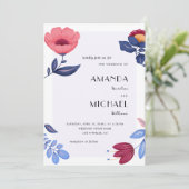 フォークフローラヴィンテージカラフル結婚植物薬 招待状 (スタンド正面)