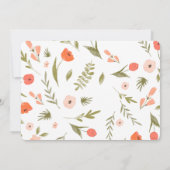 フォークフローラ手書きピンクグリーンブライダルシャワー 招待状 (裏面)