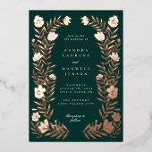 フォークフローラ植物体結婚枠 箔招待状 (正面)