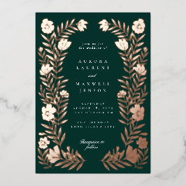 フォークフローラ植物体結婚枠 箔招待状