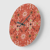 フォークフローラ:カラフルタラベラ模様。 ラージ壁時計 (傾斜)