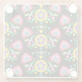 フォークフローリッシュパターン：レトロカラフルタイル ガラスコースター (裏面)