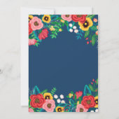 フォークブケッツ – 深いブルー&レッドボホ結婚ズ 招待状 (裏面)