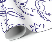 フォークブルーバラスケッチシームレスパターン ラッピングペーパー (ロールコーナー)